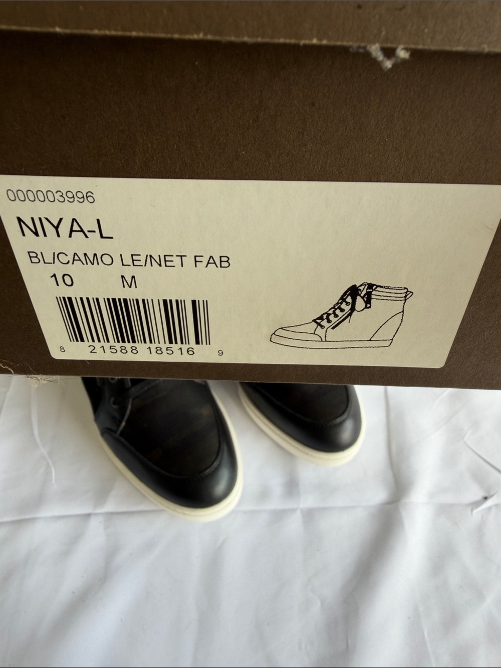 Paolo Niya Black Leather Mesh Hidden Wedge Sneakers High Top - Picture 2 of 5